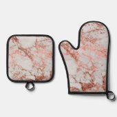 大理石モダンバラ金ゴールドグリッター 鍋つかみ&鍋敷きセット (正面)