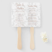 大理石モダンバラ金ゴールドスクリプト結婚式 プログラム ハンドファン (正面&裏面)