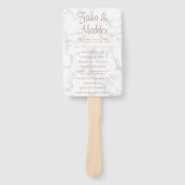 大理石モダンバラ金ゴールドスクリプト結婚式 プログラム ハンドファン (正面)