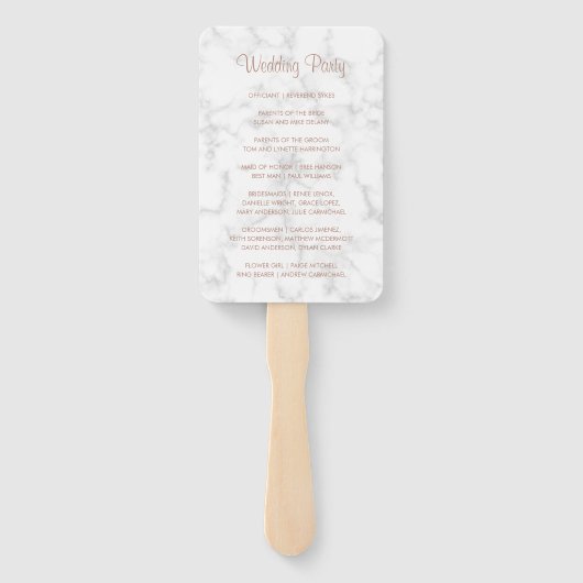 大理石モダンバラ金ゴールドスクリプト結婚式 プログラム ハンドファン (裏面)