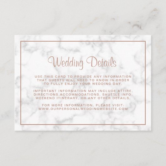 大理石モダンバラ金ゴールドスクリプ結婚トの詳細 エンクロージャーカード (正面)