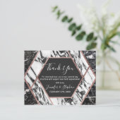 大理石モダンバラ金ゴールドトリム六角形ありがとう ポストカード (スタンド正面)