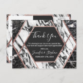 大理石モダンバラ金ゴールドトリム六角形ありがとう ポストカード (正面/裏面)