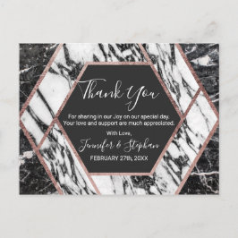 大理石モダンバラ金ゴールドトリム六角形ありがとう ポストカード