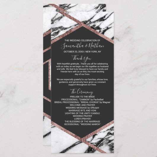 大理石モダンバラ金ゴールドトリム六角形プログラム プログラム (正面/裏面)