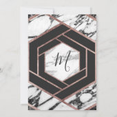 大理石モダンバラ金ゴールドトリム六角結婚石 招待状 (裏面)