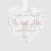 大理石モダンバラ金ゴールド私たちの初めてのクリスマス オーナメント (正面)