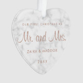 大理石モダンバラ金ゴールド私たちの初めてのクリスマス オーナメント (正面)