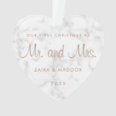 大理石モダンバラ金ゴールド私たちの初めてのクリスマス オーナメント (裏面)