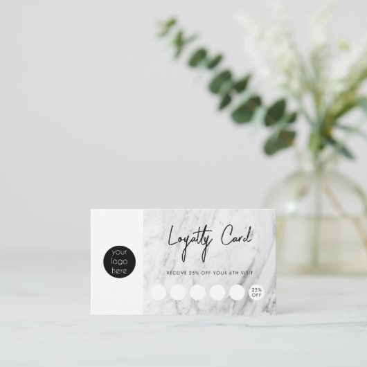 大理石モダンビジネスロゴQRコードロイヤリティ 名刺 (スタンド正面)