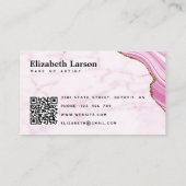 大理石モダンブライトピンクグリッターQRサロンメイクアップ 名刺 (裏面)