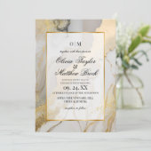大理石モダンベージュ灰色と金ゴールド結婚ズ 招待状 (スタンド正面)
