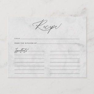 大理石モダンミニマリストスクリプトレシピカード エンクロージャーカード