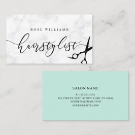 大理石モダンミニマルとミントのヘアスタイリスト 名刺