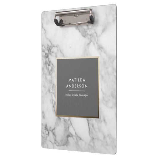 大理石モダンミニマルと金ゴールドの幾何学的 クリップボード (左)
