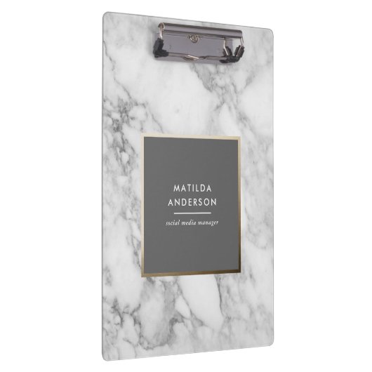 大理石モダンミニマルと金ゴールドの幾何学的 クリップボード (右)