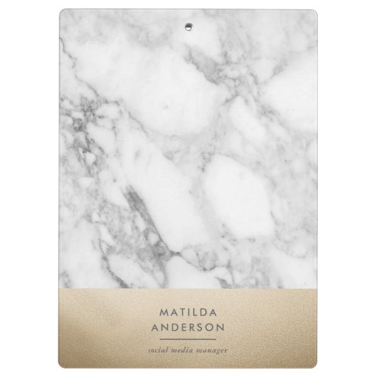 大理石モダンミニマルと金ゴールドの幾何学的 クリップボード (裏面)