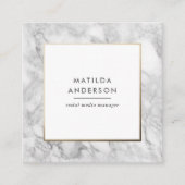 大理石モダンミニマルと金ゴールドの幾何学的 スクエア名刺 (正面)