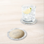 大理石モダンミニマルと金ゴールドの幾何学的 ラウンドペーパーコースター (インサイチュ)