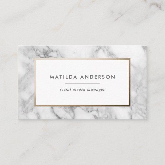 大理石モダンミニマルと金ゴールドの幾何学的 名刺 (正面)