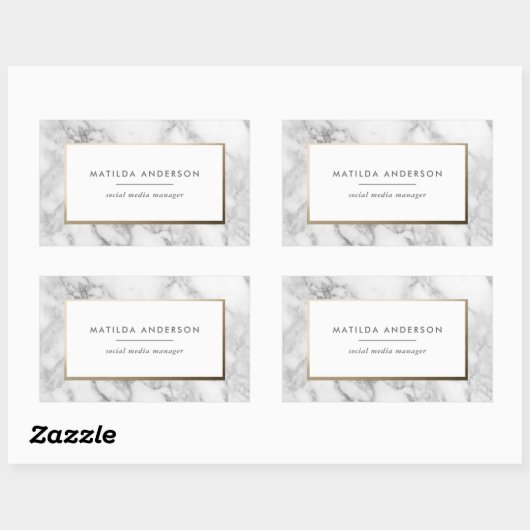 大理石モダンミニマルと金ゴールドの幾何学的 長方形シール (シート)