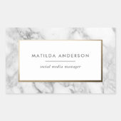 大理石モダンミニマルと金ゴールドの幾何学的 長方形シール (正面)