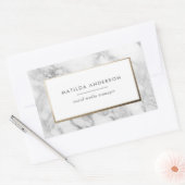 大理石モダンミニマルと金ゴールドの幾何学的 長方形シール (封筒)