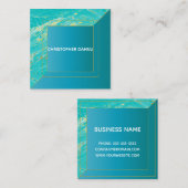 大理石モダンミニマルターコイズシアン スクエア名刺 (正面/裏面)