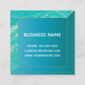 大理石モダンミニマルターコイズシアン スクエア名刺 (裏面)