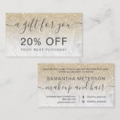 大理石モダン光金ゴールドグリッター 割引カード (正面/裏面)