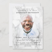 大理石モダン写真お祝い/葬儀 招待状 (正面)