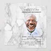 大理石モダン写真お祝い/葬儀 招待状 (正面/裏面)