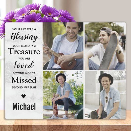 大理石モダン写真コラージュ記念碑 フォトプラーク