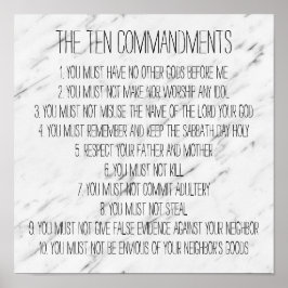 大理石モダン十戒の記号 ポスター