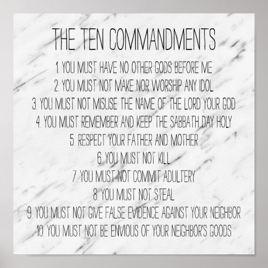 大理石モダン十戒の記号 ポスター (正面)