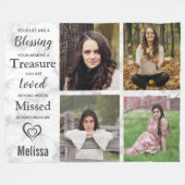 大理石モダン形記念フォトコラージュ フリースブランケット (正面(横))