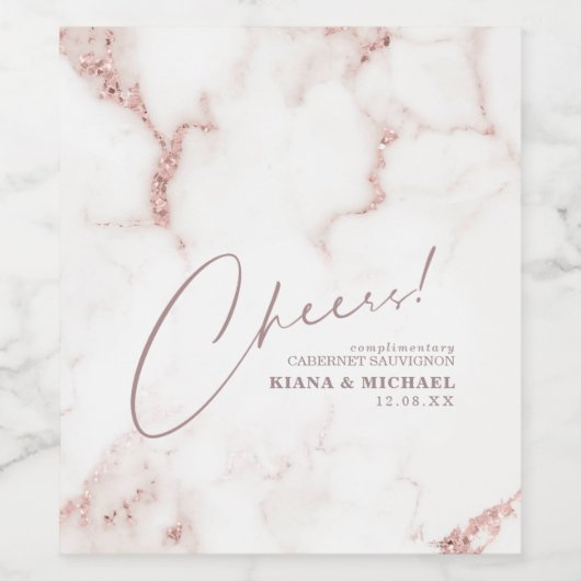 大理石モダン応援ほこりっぽいバラ金ゴールドID816 ワインラベル (シングルラベル)