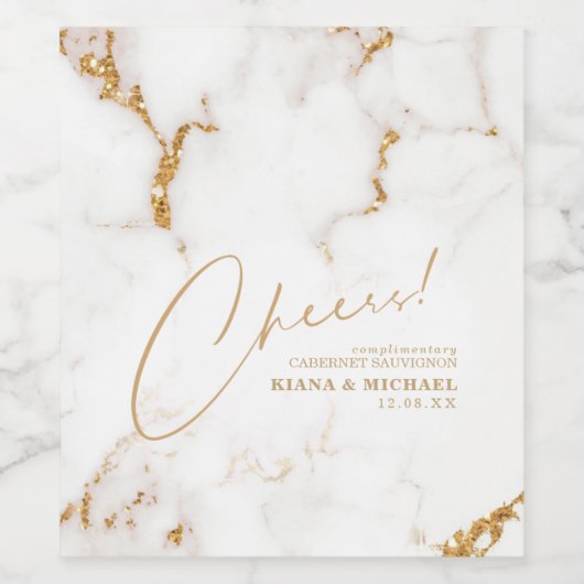 大理石モダン応援ほこりっぽい金ゴールドID816 ワインラベル (シングルラベル)