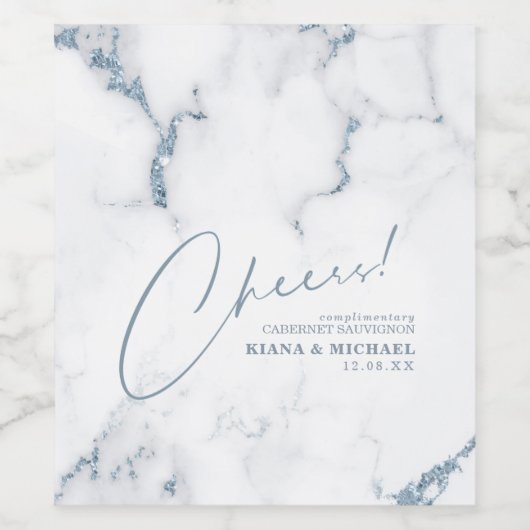 大理石モダン応援ダスティブルーID816 ワインラベル (シングルラベル)