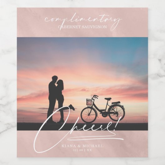 大理石モダン応援フォトバラ金ゴールドID816 ワインラベル (シングルラベル)