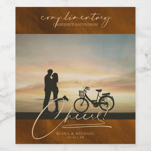 大理石モダン応援フォト金ゴールドID816 ワインラベル (シングルラベル)