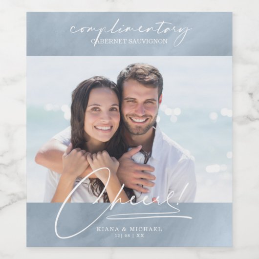 大理石モダン応援写真ダスティブルーID816 ワインラベル (シングルラベル)