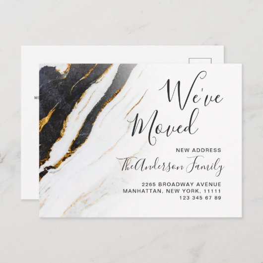 大理石モダン抽象芸術の移動告知 ポストカード (正面/裏面)