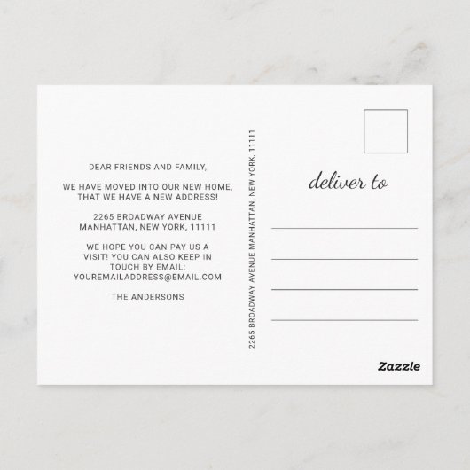 大理石モダン抽象芸術の移動告知 ポストカード (裏面)