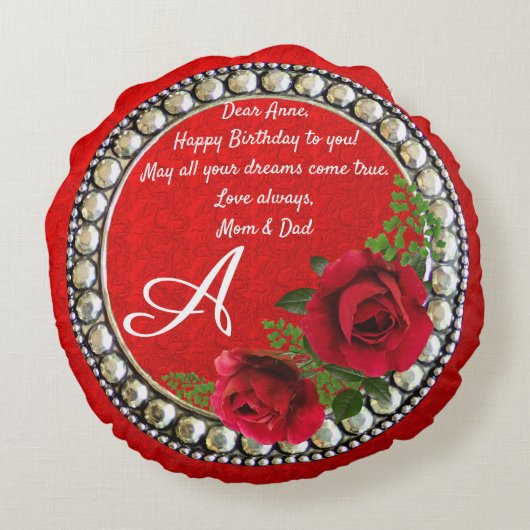 大理石モダン抽象芸術両面2デザインバラ ラウンドクッション (裏面)