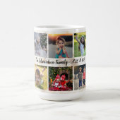 大理石モダン模様の写真コラージュの家族の名前 コーヒーマグカップ (中央)