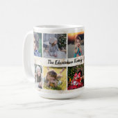 大理石モダン模様の写真コラージュの家族の名前 コーヒーマグカップ (正面左)