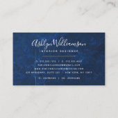 大理石モダン水カラーターコイズオレンジ&金ゴールド 名刺 (裏面)