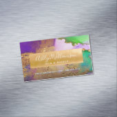 大理石モダン水カラー金ゴールド紫グリーンスタイリスト マグネット名刺 (インサイチュ)