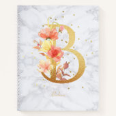 大理石モダン水彩黄金モノグラム文字B ノートブック (正面)